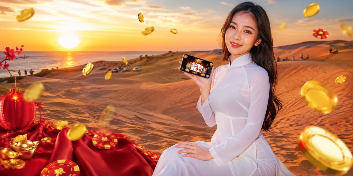 Người chơi card game tại Mũi Né trong trang phục áo dài truyền thống thể hiện văn hóa chơi có văn hóa